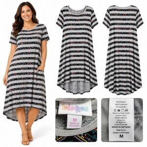 LuLaRoe Size M Striped High Low Pocket T-Shirt Dress